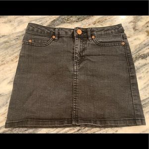 Black denim mini skirt